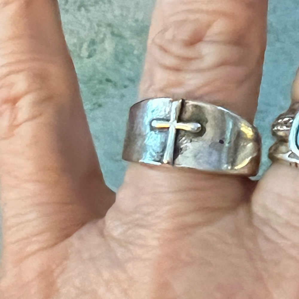 Silver Cross Ring - image 4
